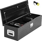 Heavy Duty Aluminum Diamond Plate Truck Toolbox with Sliding Shelf, Waterproof Truck Storage Organizer Chest for Pick Up Truck Bed, Toolbox Storage with Side Handle, Lock and Keys (30 * 13 * 10)