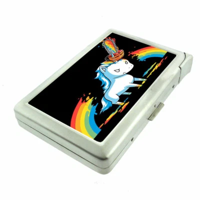Unicorn Chainsaw Em2 Cigarette Case with Built in Lighter Metal Wallet