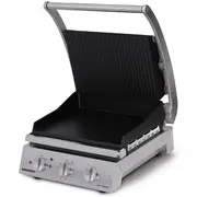 Roband 6 Slice Ribbed Top / Smooth Bottom Plate Non Stick 2200W Grill Station
