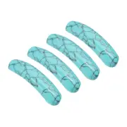 4 Pcs 36 x 10 mm Natural Curved Quartz Stone Crystal, Black Line Green Pine