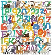 [AUKO] 50pcs Animals Alphabet Numbers Stickers Baby Training Vinly Decal Suitcases Skateboard Cars Luggage Helmets ipads Boats Surfboards for Kids Teens