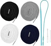 [Abeillo] 4Pcs Replacement Drawstring Cord for Pants,Round Cotton Drawstring with Flexible Threader for Hoodies/Sweatpants/Sweaters/Jogging Bottoms