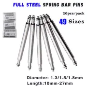 20pcs 1.3mm 1.5mm 1.8mm Solid Stainless Steel Watch Band Spring Bar Pins 10-27mm