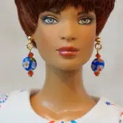Earrings Only Millefiori Bead Blue Red White Jewelry Set for 16" Fashion dolls