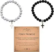 [YangQian] Matching Promise Bracelets for Couples Gifts for Him Her Anniversary Birthday Gifts for Husband Wife Bf Gf Cross Bracelets