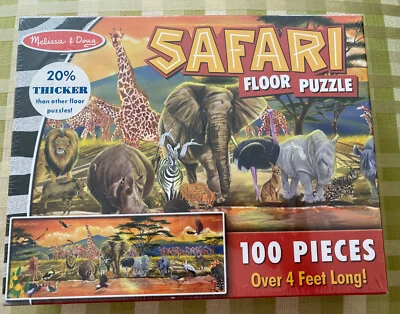 Melissa & Doug 100 Piece Floor educational Puzzle safari New Nib