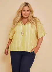 [TS] Taking Shape Linen Bamboo Overtop Size 22-24 in Banana - Plus Size Women's Sale Banana