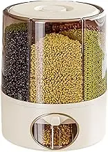 Rotating Travel Container, Grain Storage Container, Rotating Storage Dispenser for Kitchen, 6-Compartment Rice Dispenser, Storage Dispenser with Sealed Compartments for Grains