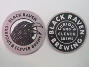 Beer Coaster ~ BLACK RAVEN Brewery Curious & Clever Brews ~ Woodinville, WA