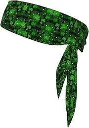 St Patricks Day Leaves Sports Strap Double-Sided Headscarf Men's Bow Tie Sports Headscarf Running Yoga Exercise Headband