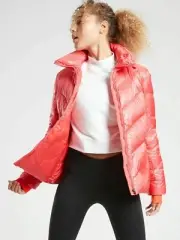 NEW Athleta Lofty Packable Down Puffer Quilt Jacket Coat Coral Tan XS S $198 NWT