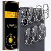 beuxece for 6 Pack iPhone 16 / iPhone 16 Plus Camera Lens Protector [Drop Protection] [Case Friendly] [Easy Installation] 9H Tempered Glass Camera Screen Protector Cover Accessories, Glitter Black
