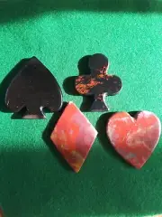 carved stone rock agate chalcedony obsidian poker card protector guards set