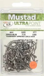 Mustad U.P. 100Pk 7/0 Circle 046361 Fishing Hooks