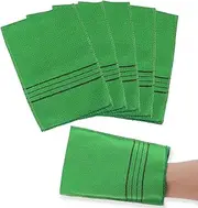 5Pcs Asian Exfoliating Mitts Dual-Sided Korean Exfoliating Gloves Scrubbing Washcloth Italy Towel for Removing Dead Skin Callus Scrubber Shower Scrub Mitt Bath Accessories Sponges Loofah (Green)