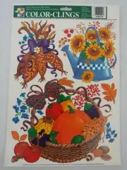 VINTAGE Color Clings - Fall Thanksgiving Flowers Corn Static Window Decoration