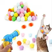 THJOPOKEEL Interactive Cat Toy Ball Launcher for Indoor Cats With 100Pcs Plush Balls, Pom Pom Balls Shooter Toys