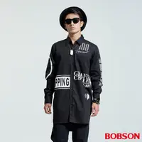 在飛比找momo購物網優惠-【BOBSON】男款長型寬版印圖襯衫(黑35048-88)