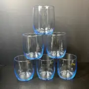 Vintage Libbey Clear Misty Blue Rock Drinking Glasses 12oz - Set Of 6