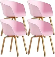 SJIALEN Dining Chair Set of 4,Leisure Plastic Chair Coffee Restaurant Hotel Marriage Room Backrest Negotiate Office Reception Chairs Chairs(Color:Maple)