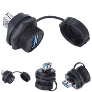 Waterproof USB Connector Adapter Dual Female Fire Resistance Panel Mount