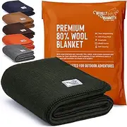 Woolly Mammoth Merino Wool Blanket - Large 66" x 90", 4LBS Camp Blanket | Throw for The Cabin, Cold Weather, Emergency, Dog Camping Gear, Hiking, Survival, Army, Outside, Outdoors – Hunter Green