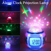 LED Digital Alarm Clock Star Sky Projection Lamp Music Calendar Thermometer AU