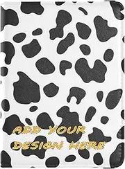 [miaozhen] custom Leather Passport and Vaccine Card Holder Combo White Black Cow Leopard Print personal Travel Documents Organizer Protector Passport Cover with RFID Blocking Ultra Slim, white Black cow leopard