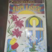 Color Clings Easter Window Static Cling Decoration Lilies Tulips Kmart