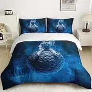 AILONEN 3D Astronaut Printed Kids King Duvet Cover Set,The Moon Astronaut Design Comforter Cover Set for Boys Girls,Astronaut Outer Space Themed Red and Blue Quilt Cover with 2 Pillowcases