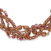 Fashion 1928 Jewelry Copper-Tone Five Strand Multicolor Faceted Acrylic Beads Adjustable 16 Inch Twisted Necklace With 3 Extension