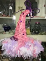 PINK WITCHES PASTEL FEATHER HAT GIRLS ROOM HALLOWEEN STYLE FOR WALL