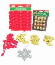 Vintage Christmas Decorative Red Mini Bows, Decorative Bells, Ribbons & Ornament