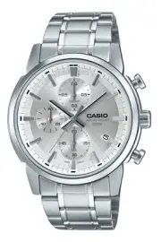 Casio Chronograph Stainless Steel Silver Dial Analog MTPE510D-7AV 50M Mens Watch