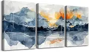 TTHYUEWS Mountain Landscapes Wall Paintings Artwork Abstract Wall Decor for Bedroom Living Room Wall Art Office Decoration Bathroom Wall Pictures Modern Aesthetic Home Decor Ready to Hang 3 Piece
