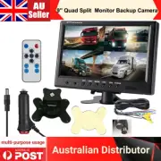 9'' Quad Split 4 Channel Video Color Monitor 4Pin Plug For Caravan Trailer CCTV