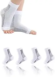 Compression Socks for Men & Women - 15-20 mmHg Support for Neuropathy, Plantar Fasciitis Relief - 4 Pairs (S/M) - Soft & Comfortable Design for All-Day Wear