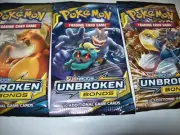 POKEMON X 3 SUN & MOON UNBROKEN BONDS SEALED BOOSTER PACKS FREE SHIPPING