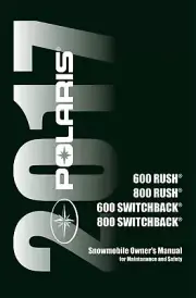 Polaris 2017 600 / 800 RUSH / SWITCHBACK Snowmobile Owners Manual NEW PAPERBACK