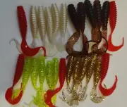 25x soft plastic lure-Combo Mixed Soft Plastic Lures Grubs Baits flathead bream