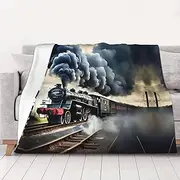 Luxurious Steam Train Clouds Blanket Versatile Blanket Sofa Throw for Bed Warm Flannel Blanket Couch Throw