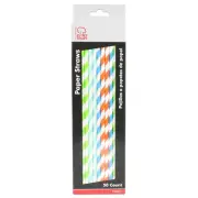 Colorful Striped Summer Time Party 10.5" Disposable Paper Straws, Multi, 50 Pack