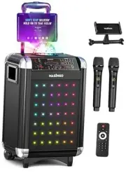Karaoke Machine for Adults and Kids with 2 Bluetooth Wireless Microphones.
