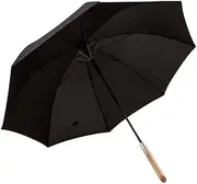 Portable Solid Color Golf Umbrella Windproof Retro Sturdy Stick Umbrella with Wood Handle Automatic Open Canopy Vented Umbrella for Men Women Business