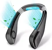 Portable Cool Neck Fan Rechargeable Battery Powered Portable Wearable 360 Degree Fan 2000mAh Bladeless Personal Fan 3 Speeds Color Black