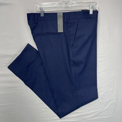 J. Lindeberg Golf Wool Dress Pants Men 38x33 (58EU) Blue Slim Paulie Legend Tech
