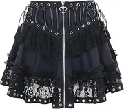 [STKARCV] Women's Vintage High Wasit Front Style Black Harajuku Gothic Skater Cosplay Mini Skirts