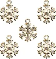 Happyyami 10 Pcs Snowflake Gold DIY Jewelry Charms for Necklace Bracelet Earrings Christmas Decorations (Charms for Jewelry Making)