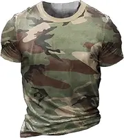 [Generic] Active Wear Summer Round Neck Camo Breathable Comfortable Pullover Short Sleeve T Shirt Compression Sleeve Pack