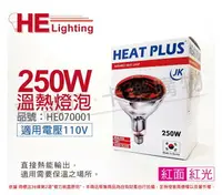 在飛比找樂天市場購物網優惠-HEAT PLUS 250W 110V E27 紅外線溫熱燈